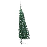 vidaXL Demi-arbre de Noël artificiel pré-éclairé et boules vert 120 cm