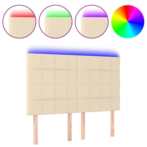vidaXL Tête de lit à LED Crème 144x5x118/128 cm Tissu