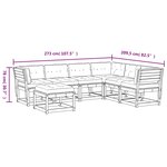 vidaXL Salon de jardin 7 Pièces avec coussins cire marron bois pin massif