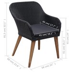 vidaXL Ensemble à manger de jardin 7 Pièces Noir