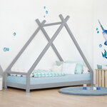 Lit Tipi enfant bois massif naturel vernis 80 x 180 cm