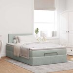 vidaXL Cadre de lit ottoman et matelas gris clair 120x200 cm velours