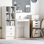 vidaXL Bureau d'écriture minimaliste Blanc Panneau de particules