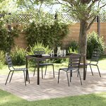 vidaXL Ensemble de salle à manger de jardin 5 pièces en acier gris foncé