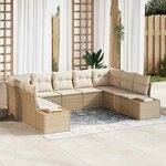 vidaXL Ensemble de canapé de jardin 9 Pièces Beige Poly rotin