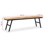 vidaXL Banc Teck de récupération et acier 160 x 35 x 45 cm