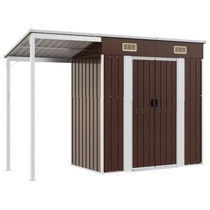 vidaXL Abri de jardin avec toit prolongé marron 277x107x181 cm acier