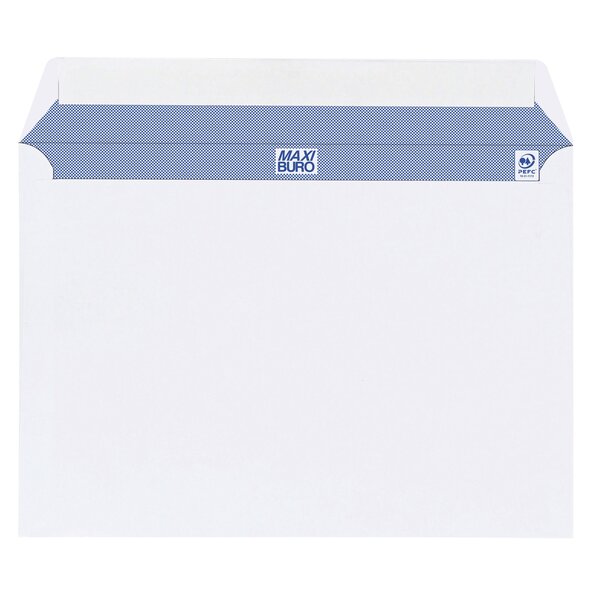 Boîte de 500 enveloppes blanches 162 x 229 mm format c5 avec bande protectrice  sans fenêtre - maxiburo
