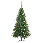 vidaXL Arbre de Noël artificiel pré-éclairé et boules 180 cm vert