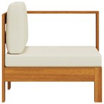 vidaXL Canapé central avec 1 accoudoir Blanc crème Acacia solide