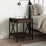 vidaXL Table de chevet avec LED infini chêne marron 40x40x49 cm