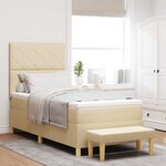 vidaXL Lit à ressorts avec matelas Crème 90 x 200 cm tissu