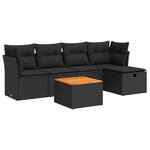 vidaXL Salon de jardin 6 Pièces avec coussins noir résine tressée