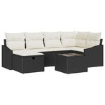 vidaXL Ensemble de canapé de jardin avec coussin 7 Pièces Noir  Crème