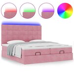 vidaXL Cadre de lit ottoman avec matelas rose 160x200 cm velours