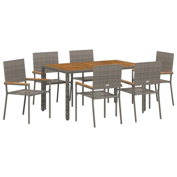 vidaXL Ensemble de salle à manger pour jardin 7 Pièces Gris polyrotin