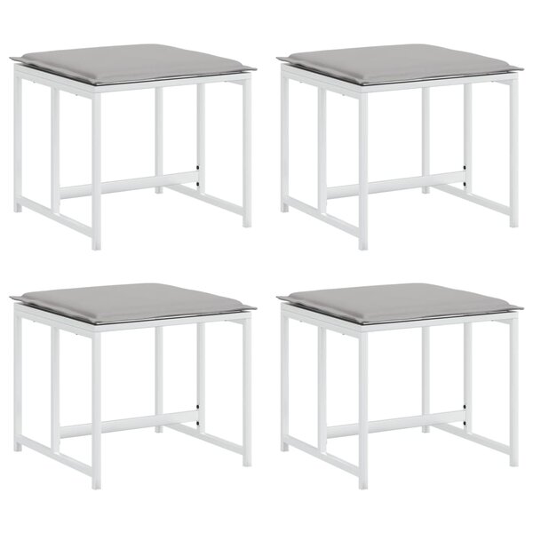vidaXL Tabourets de jardin avec coussins 4Pièces blanc acier et textilène