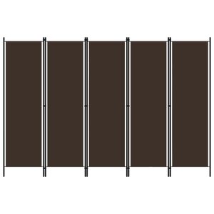 vidaXL Cloison de séparation 5 panneaux Marron 250x180 cm