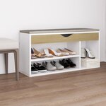 vidaXL Banc à chaussures et coussin blanc chêne sonoma bois ingénierie