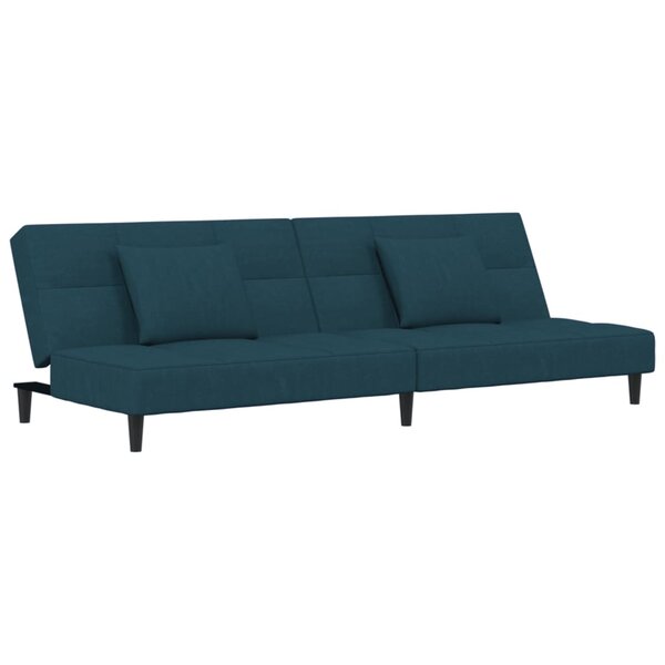 vidaXL Canapé-lit à 2 places avec deux oreillers bleu velours