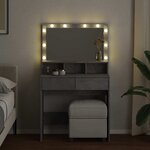 vidaXL Coiffeuse avec LED gris béton 80x41x134 5 cm