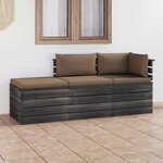 vidaXL Salon palette de jardin 3 Pièces avec coussins bois de pin massif