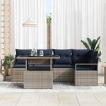 vidaXL Ensemble de canapé de jardin 6 Pièces Gris et bleu marine