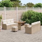 vidaXL Ensemble de canapé de jardin 9 Pièces Beige polyrotin