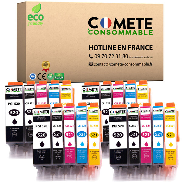 Cartouche 520/521xl Pack de 20 Compatibles Comete, Entreprise Française