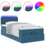 vidaXL Cadre de lit ottoman avec matelas bleu foncé 90x200 cm velours