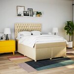 vidaXL Sommier à lattes de lit avec matelas Crème 160x200 cm Tissu