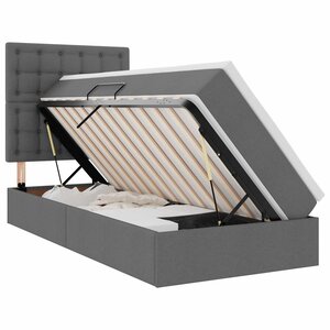 vidaXL Lit de rangement LED avec matelas Gris foncé 90 x 190 cm Tissu