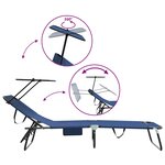 vidaXL Chaise longue pliable avec auvent bleu en tissu oxford 600D