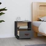 vidaXL Table de chevet Gris 40x34x45 cm Bois de pin massif
