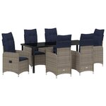 vidaXL Ensemble de salle à manger pour jardin 7 pc Noir polyrotin