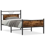 vidaXL Cadre de lit sans matelas chêne fumé 100x190 cm bois ingénierie