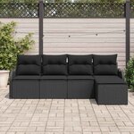 vidaXL Ensemble de canapé de jardin avec stockage 5 Pièces Noir polyrotin