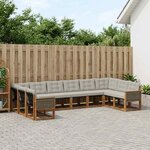 vidaXL Ensemble de canapés d'extérieur 10 Pièces Naturel et Gris clair