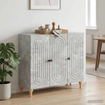 vidaXL Buffet Gris béton 89 x 34 5 x 80 cm Bois d'ingénierie