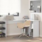 vidaXL Bureau avec étagère Blanc 142 x 102 x 73 cm Bois d'ingénierie