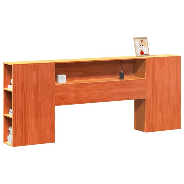 vidaXL Tête de lit avec rangement cire marron 180cm bois massif de pin