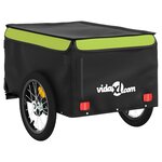 vidaXL Remorque de vélo noir et vert 45 kg fer