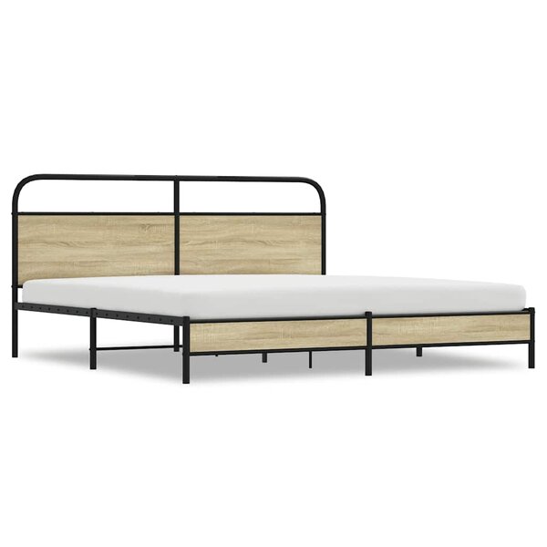 vidaXL Cadre de lit en métal sans matelas chêne sonoma 193x203 cm