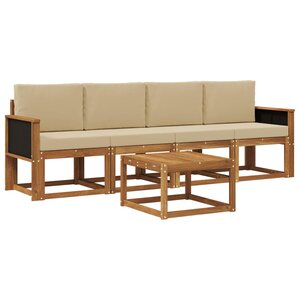 vidaXL Ensemble de canapés d'extérieur avec coussin 4 Pièces Naturel