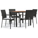 vidaXL Ensemble à manger de jardin coussins 5Pièces Noir Résine tressée