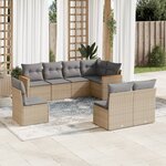 vidaXL Salon de jardin avec coussins 8Pièces mélange beige résine tressée