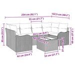 vidaXL Set de canapés de jardin 7 pièces avec coussins en rattan noir