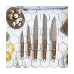 5 couteaux inox manche en hêtre - chef à pain de cuisine tranchelard et office