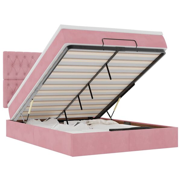 VidaXL Cadre de lit ottoman avec matelas rose 140x200 cm velours