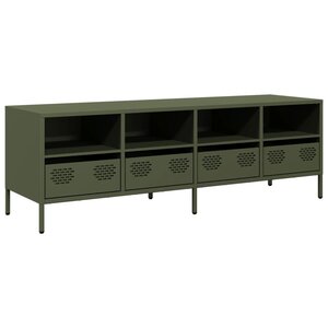 vidaXL Meuble TV vert olive 135x39x43 5 cm acier laminé à froid